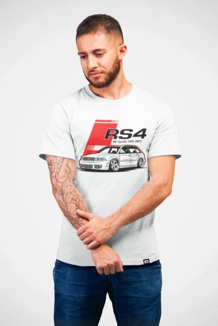 audi rs4 white t-shirt